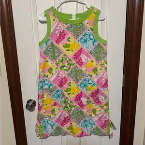 Lilly Pulitzer Pink and Green patchwork shift Dress size 8, vintage